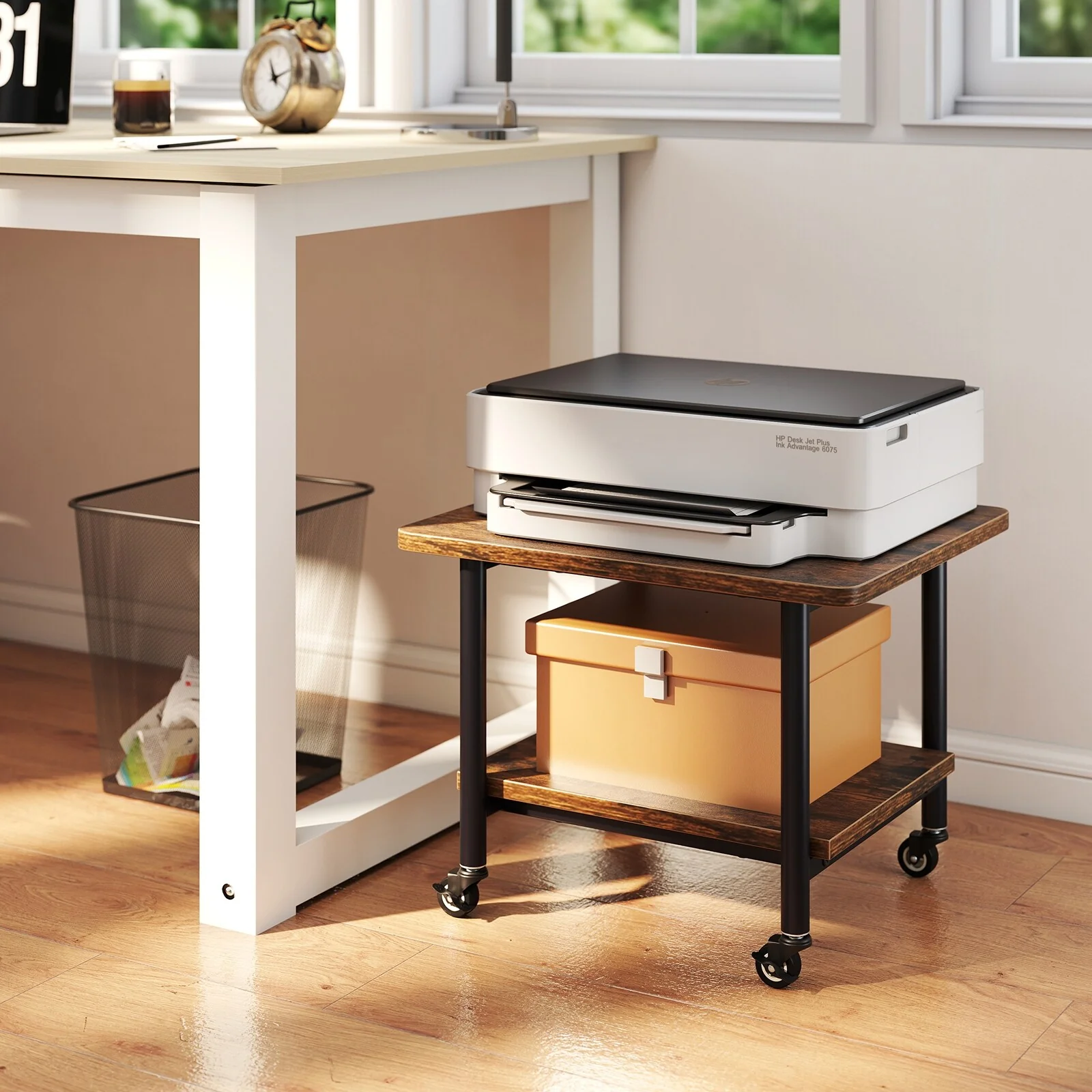 Gymax Under Desk Printer Stand 2-Tier Mobile Printer Table w/ Storage - See Details