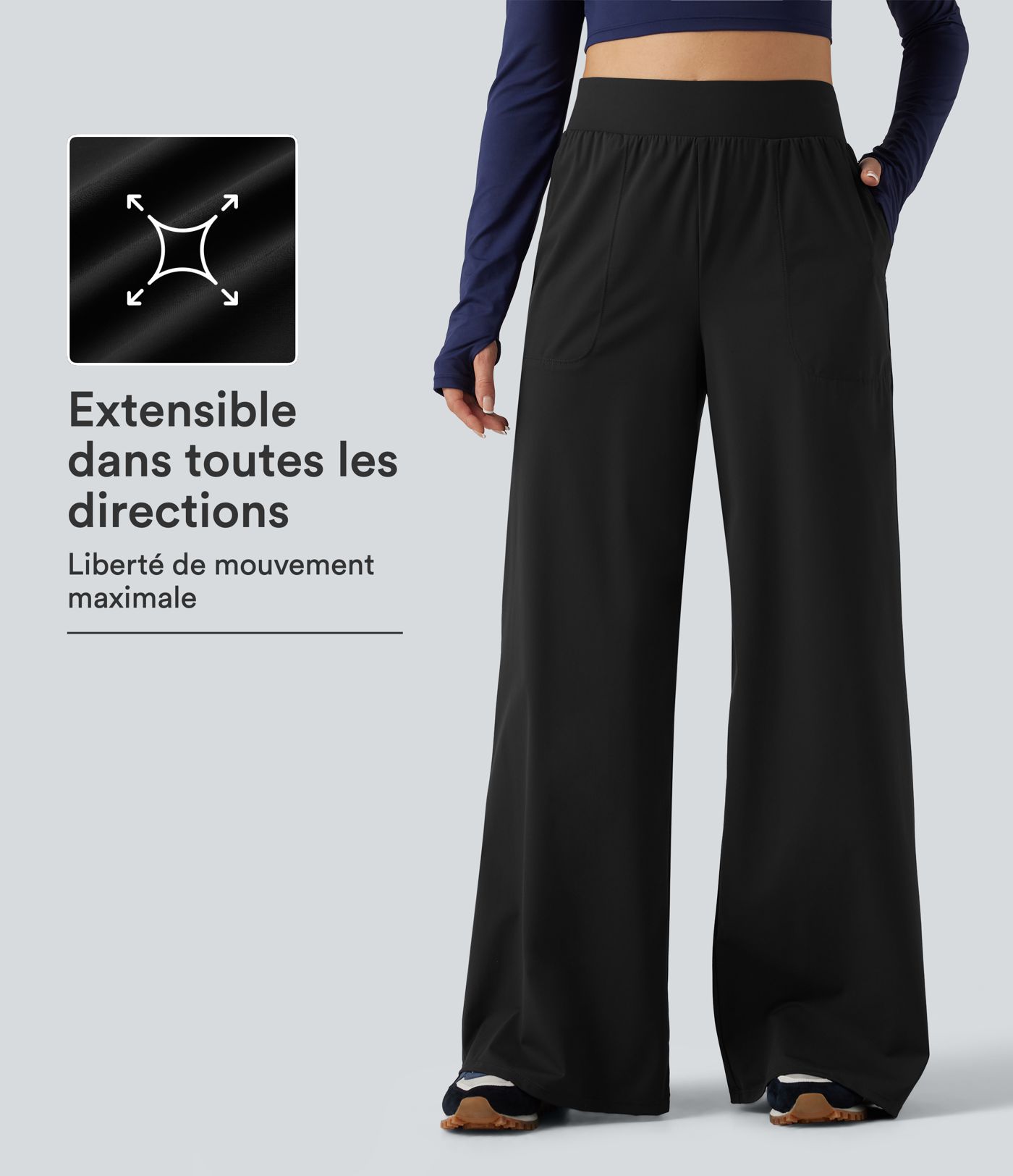 Pantalon de danse effet frais InstantCool à séchage rapide, taille haute, coupe large avec poches et protection solaire UPF40