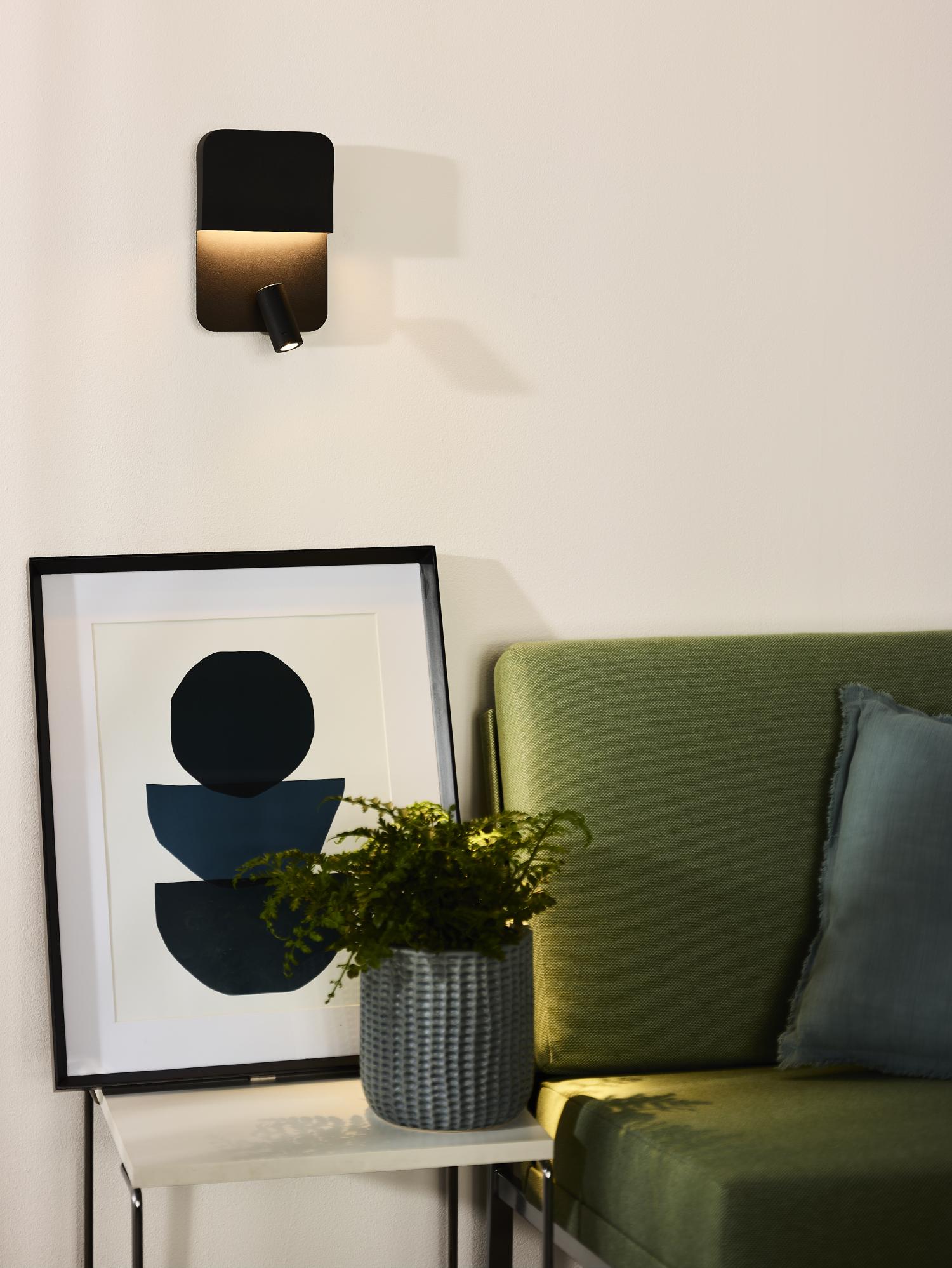 Lucide bedlamp BOXER - Geïntegreerde LED - Zwart