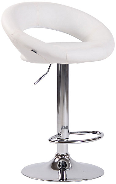 Lot De 2 Tabourets De Bar Olinda En Similicuir, Hauteur Réglable Et Pivotant A 360 , Piètement Trompette Blanc/Chrome
