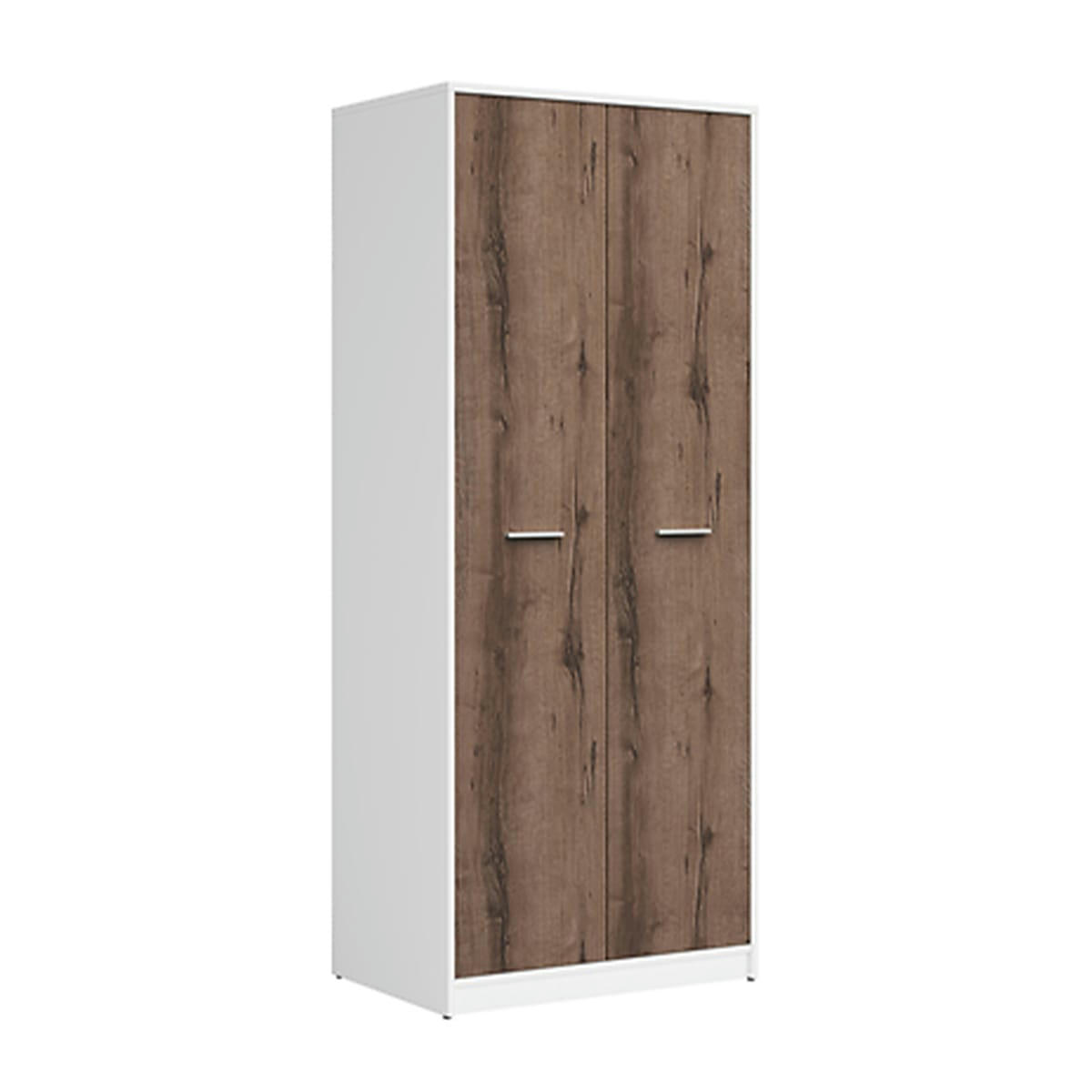 - Armoire 2 portes stratifiés naturel foncé et blanc