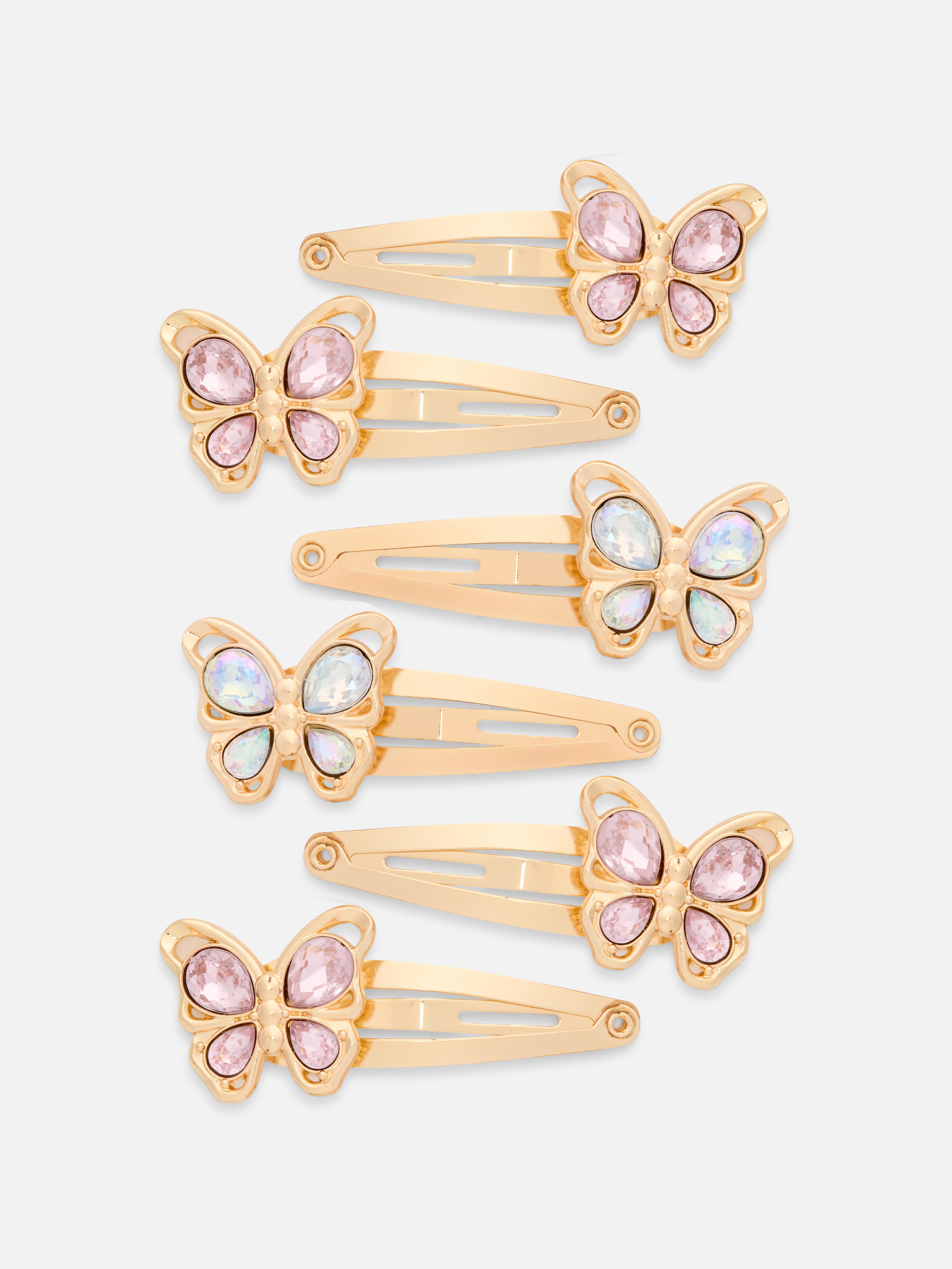 6pk Faux Gem Snap Hair Clips