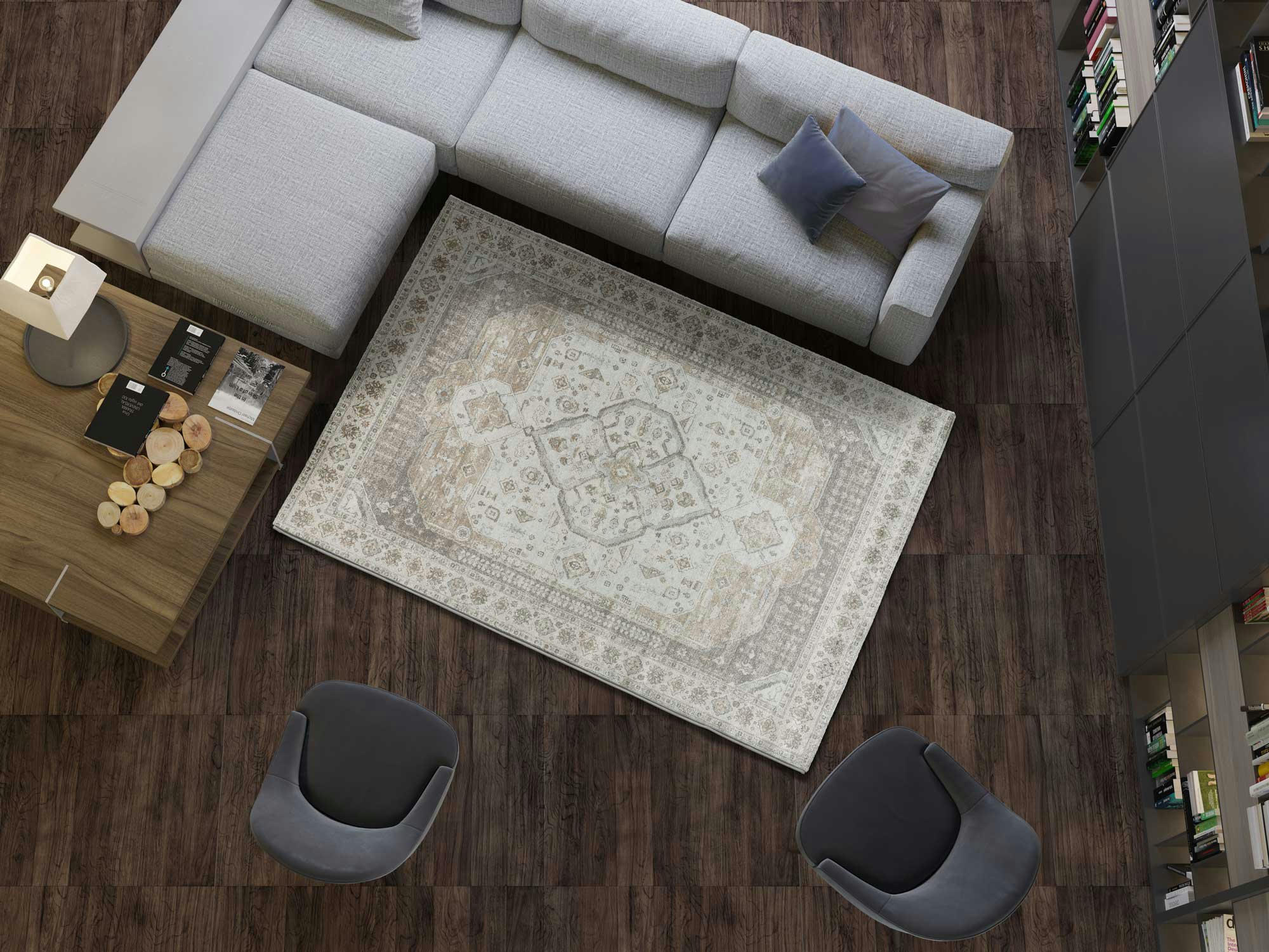 LEGACY - Tapis vintage en viscose et tons terracotta, 160X230 cm