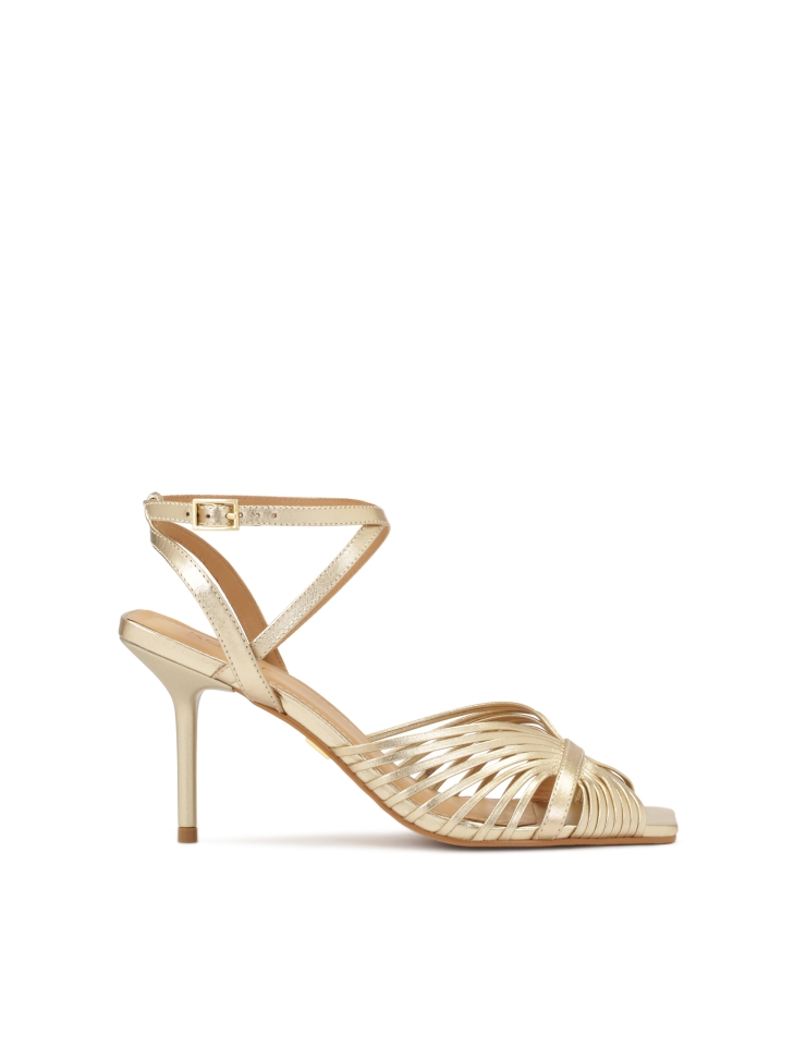 Gold sandals with fine straps