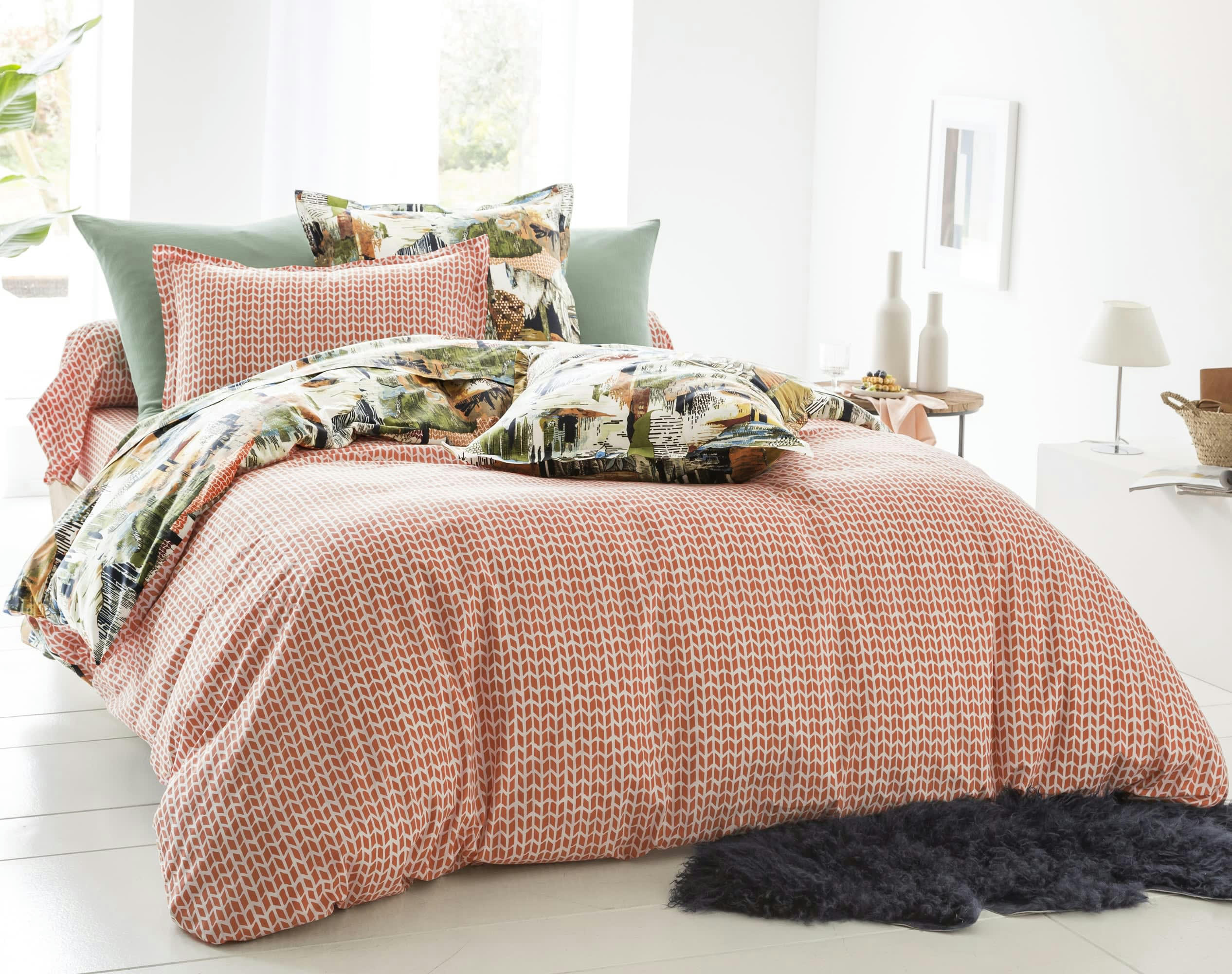 PATCHARBRE - Housse de couette réversible 140x200 multicolore en coton