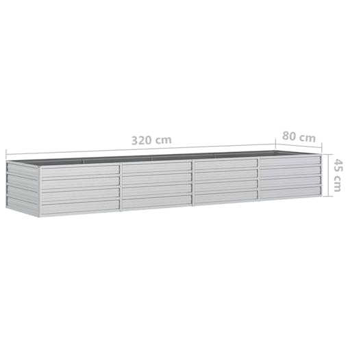 NNEVL Garden Raised Bed 320x80x45 cm Galvanized Steel Silver