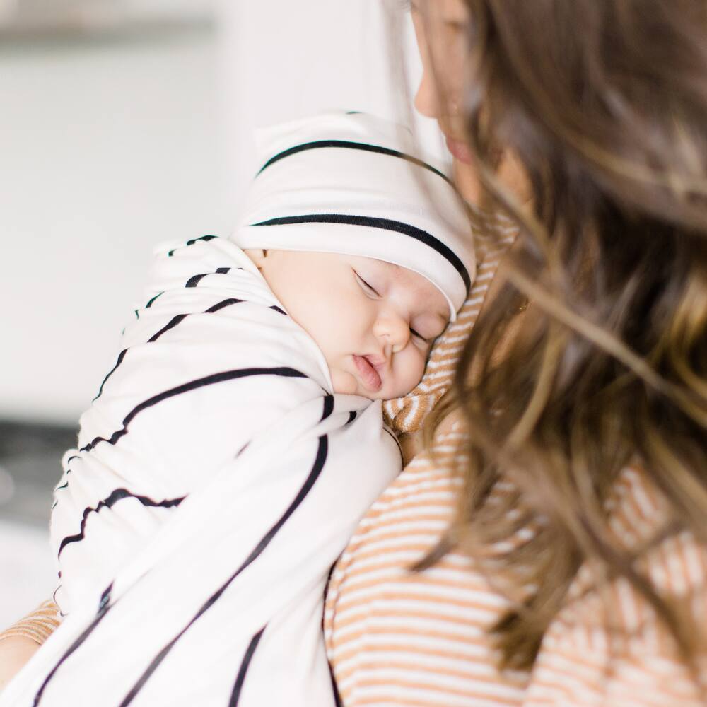 Bazzle Baby Forever Swaddle Hat Set, Classic Stripe