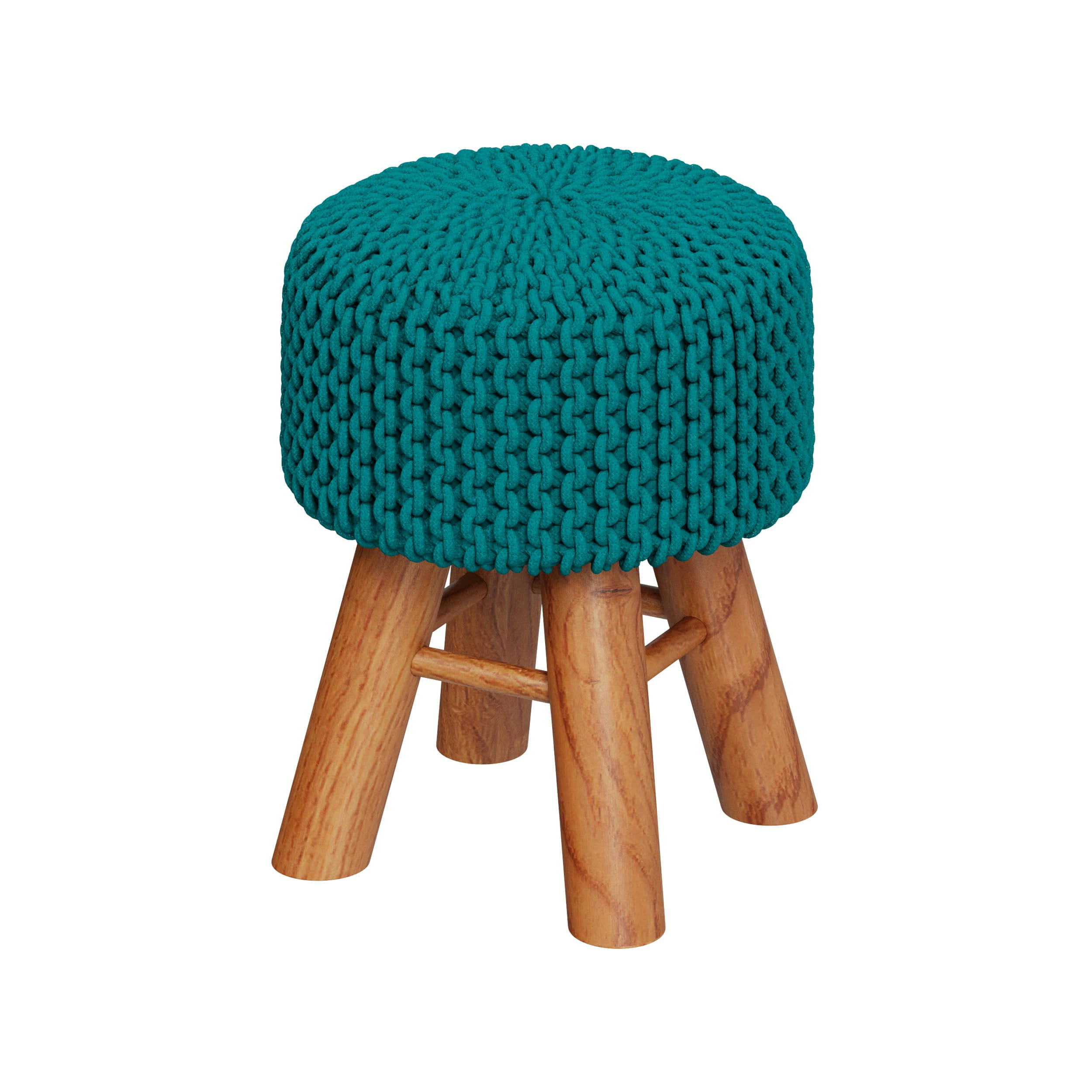 LISA - Petit tabouret tricot en coton vert céladon