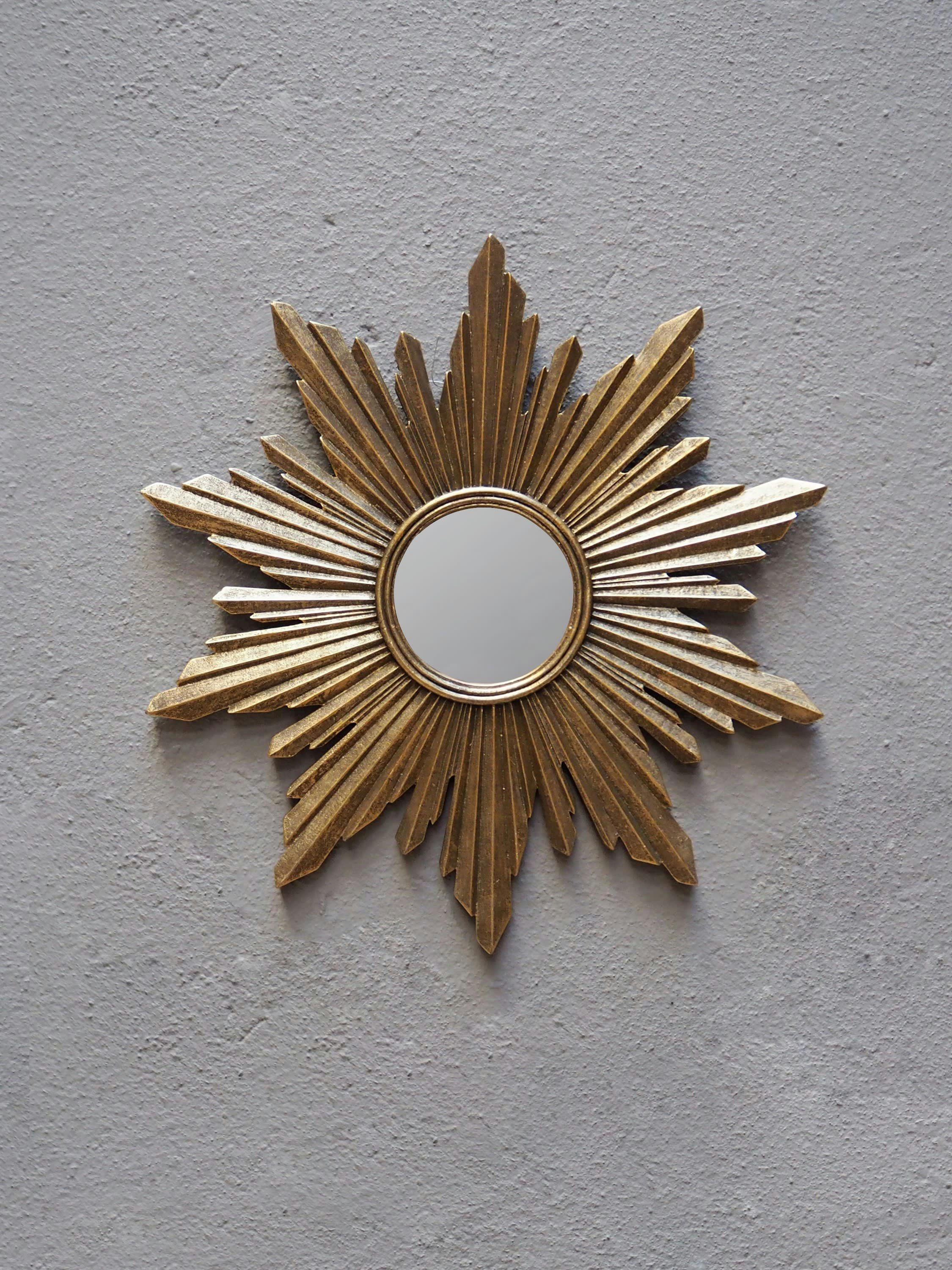 SEGROIS - Miroir Soleil en résine dorée