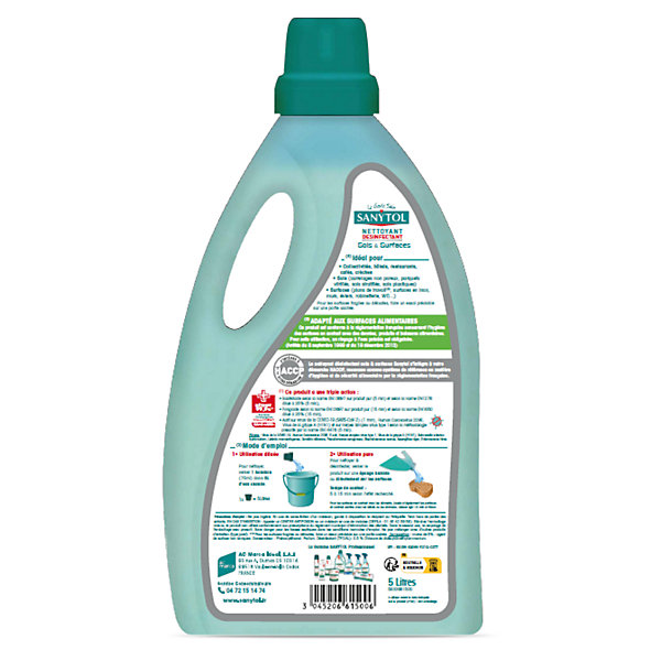 Nettoyant désinfectant sols et surfaces eucalyptus Sanytol 5L