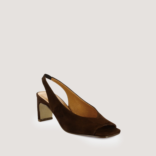 Escarpins slingbacksen velours marron | DICTON