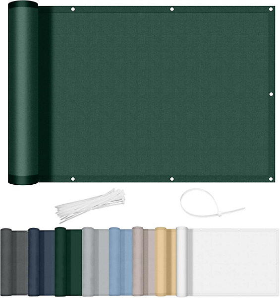 Brise Vue Balcon 90x300cm Imperméable et Serre Câbles pour Exterieur Terrasse Vert