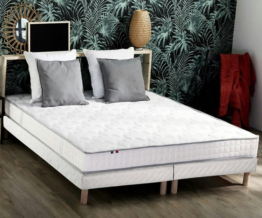 ENSEMBLE PURE - Ensemble matelas 100% latex 3 zones sommier blanc 160x200