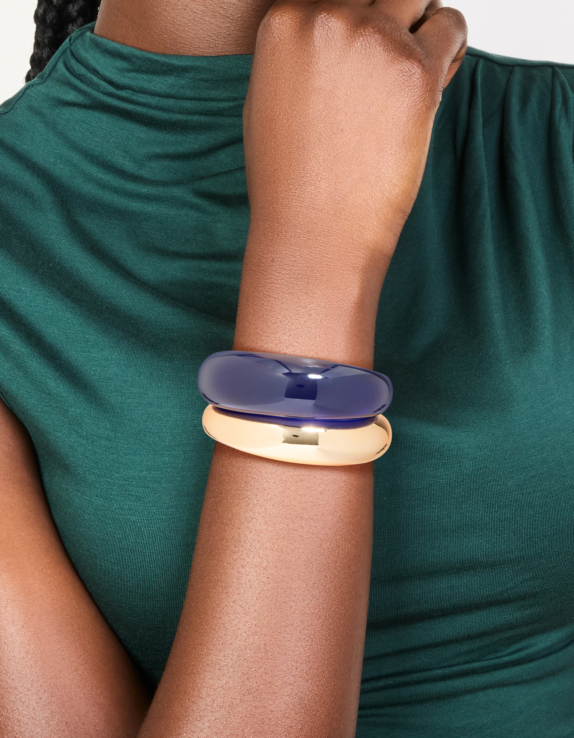 Gold & Dark Blue Acrylic Bubble Wrist Cuffs 2-Pack