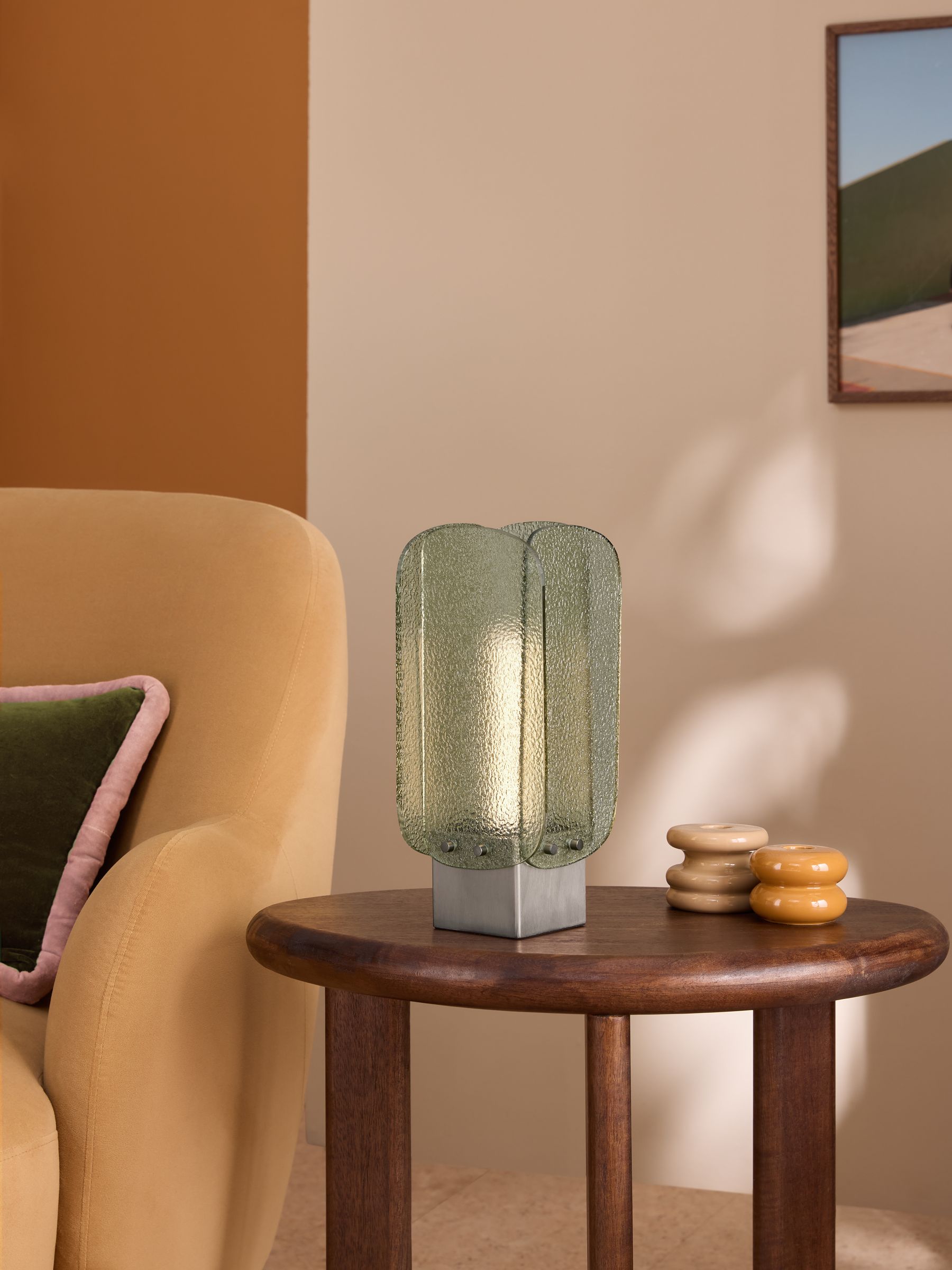 Sacha Rechargeable Wireless Table Lamp in Silver/Green