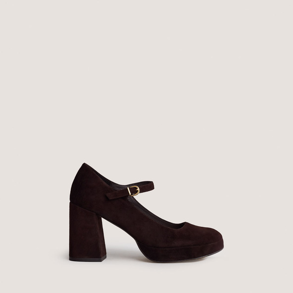 Babies à plateformes et bouts arrondisen velours marron | VERITOX