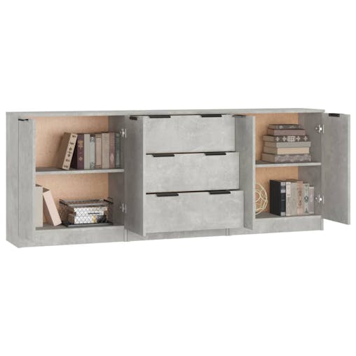 NNEVL 3 Piece Sideboards Concrete Grey Engineered Wood