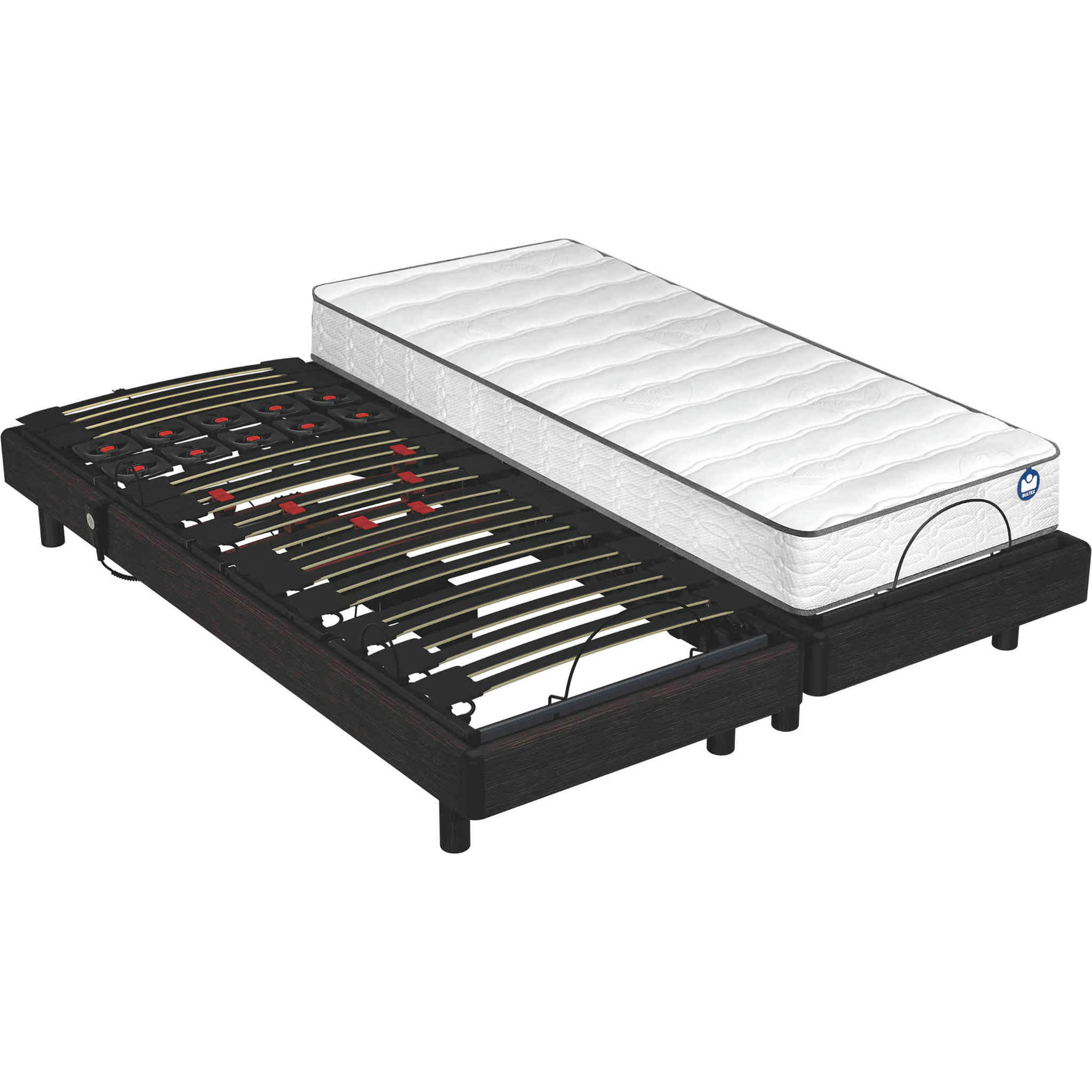 POP ART SIGMA - Sommier électrique de relaxation déco wengé pop 2x90x200