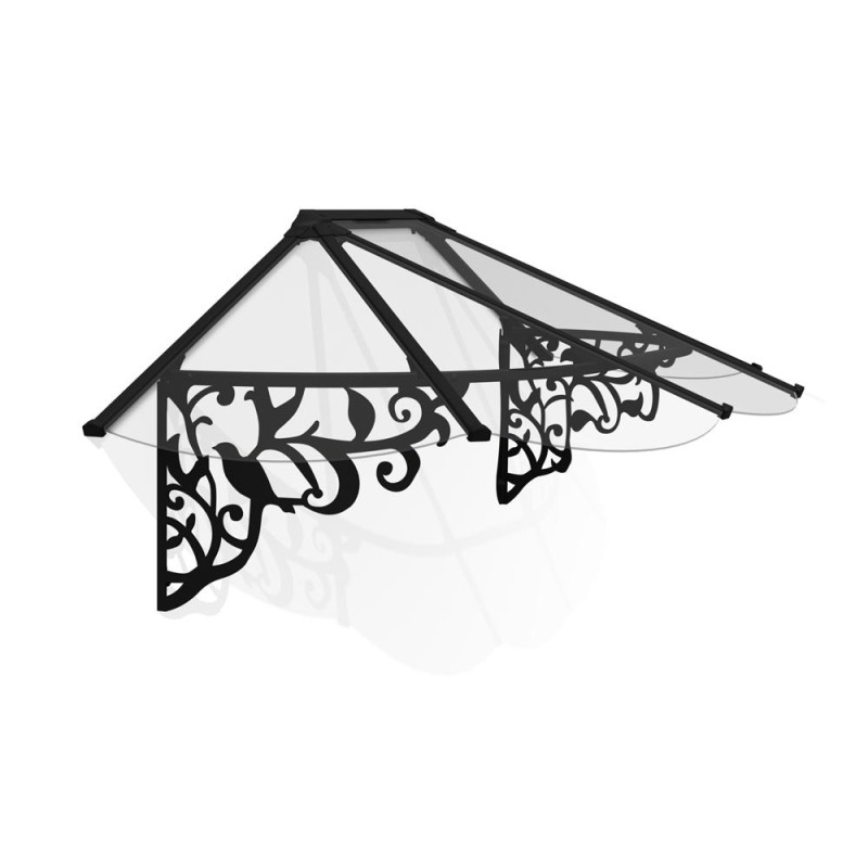 Marquise de porte Lily noire 216 x 88 cm CANOPIA