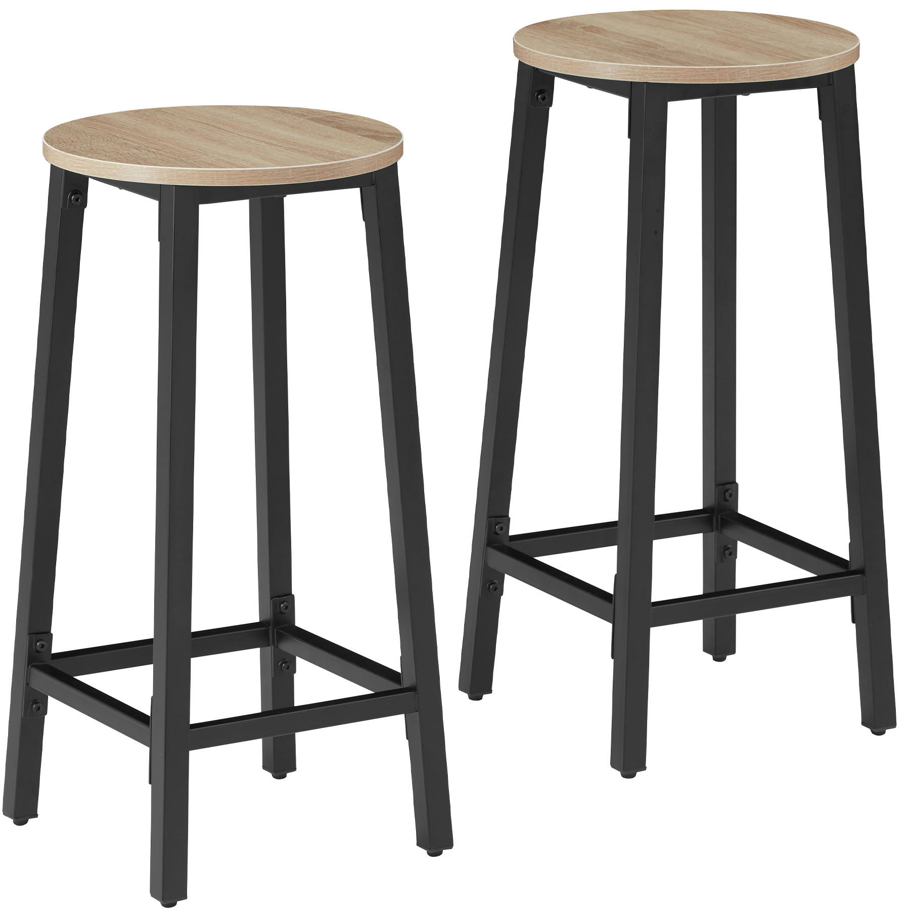 - Lot de 2 tabourets de bar Style industriel Bois clair industriel,