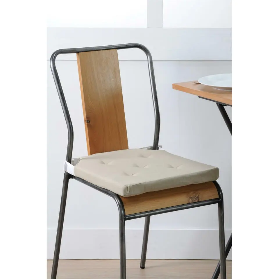 Stof Textile stoelkussen - beige - 38 x 38 x 4 cm