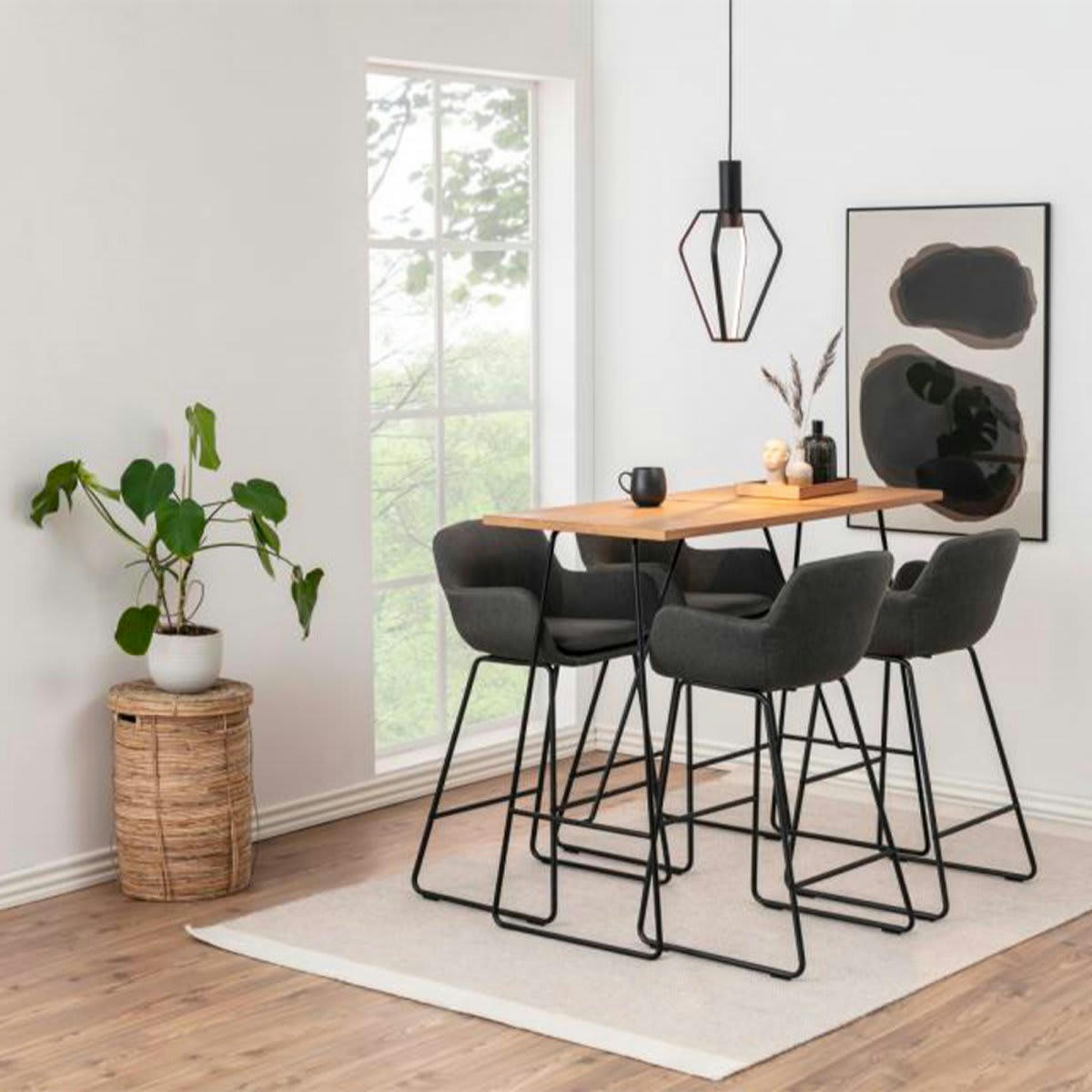 LISON - Lot de 2 tabourets avec accoudoirs en tissu gris