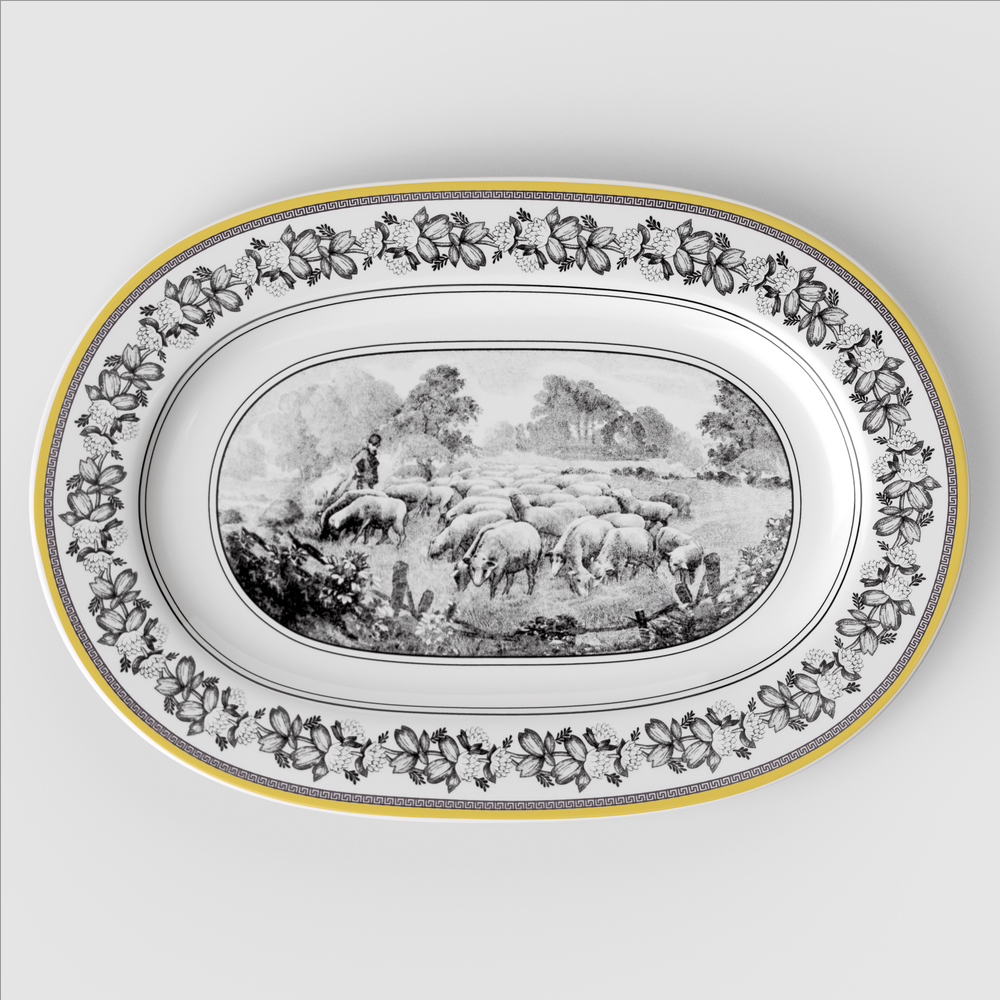 Audun Serving Platter - Multi-colored, 13.5'' x 5.4'', Premium Porcelain