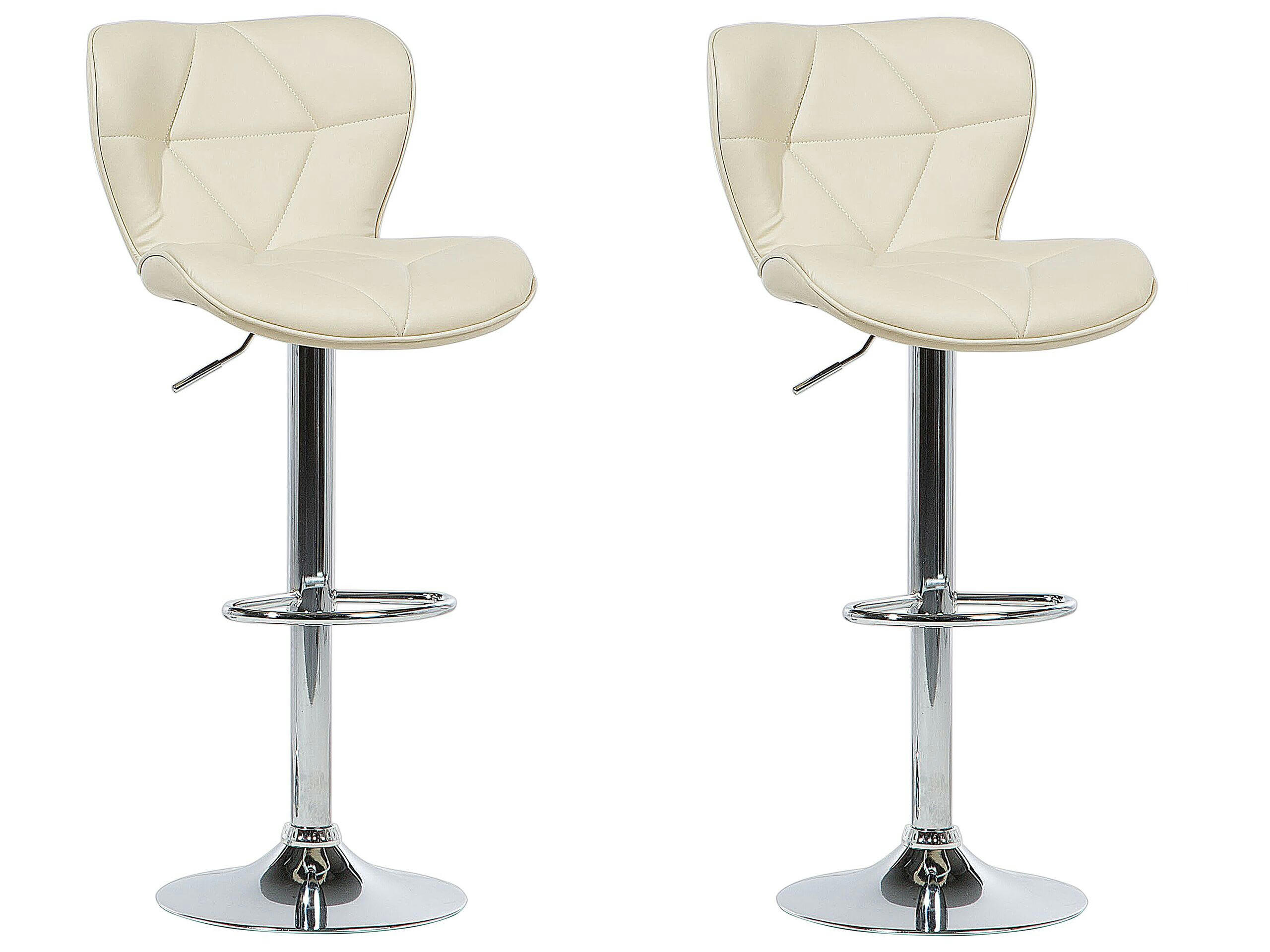 VALETTA - Lot de 2 chaises de bar en cuir PU beige