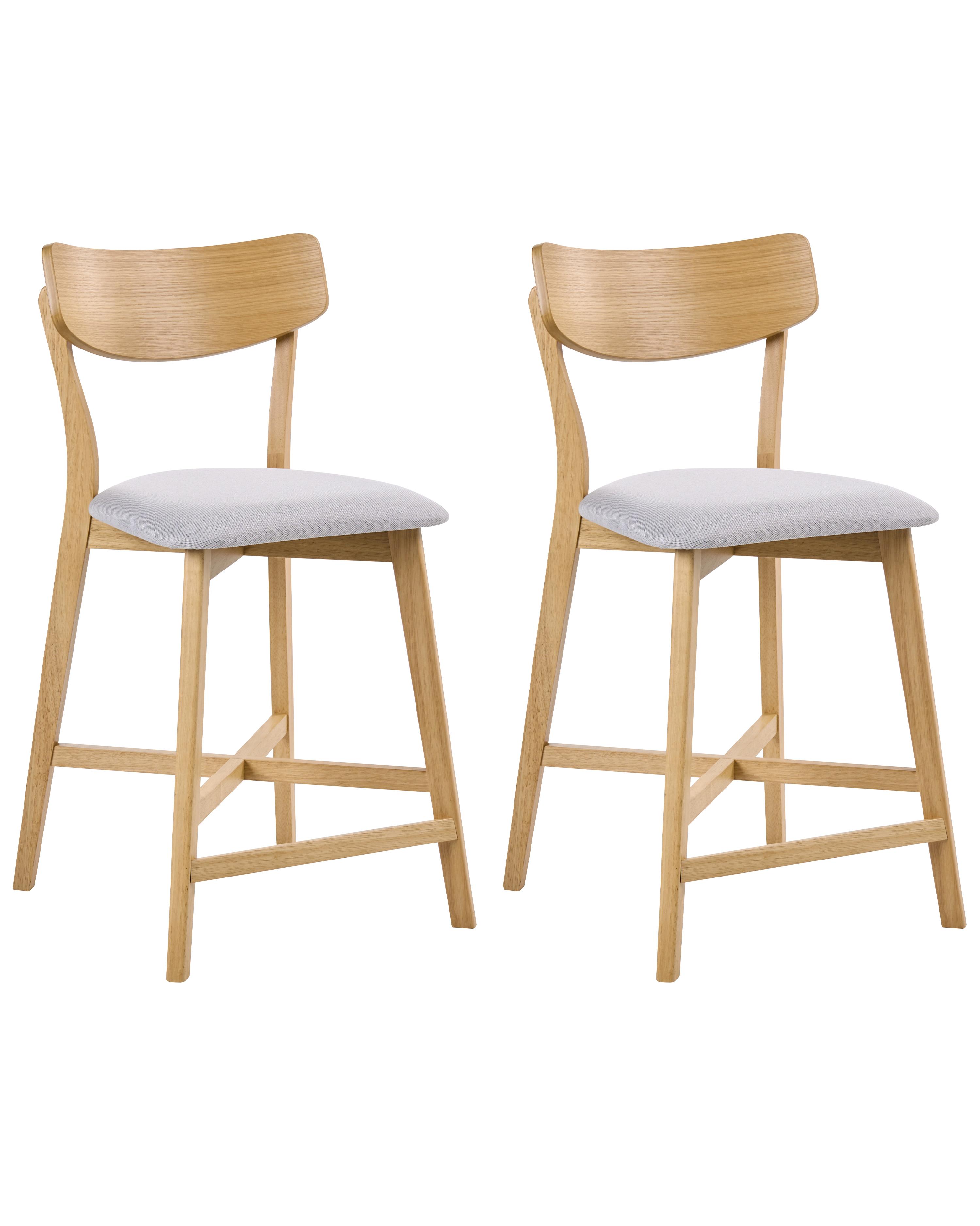 Set of 2 Dining Chairs HOPE Wood Light Brown/ Grey