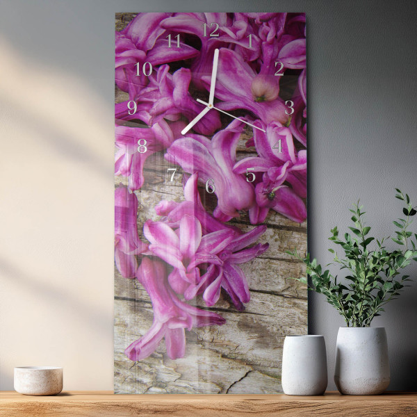 Zegar loft 30x60 Kwiaty ozdobny ścienny