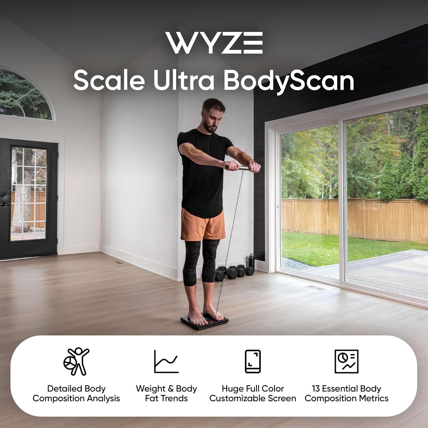 Wyze Smart Scale Ultra BodyScan with Handle – Wi-Fi & Bluetooth Body Composition Scale for Weight, BMI, Body Fat, Muscle Mass, and Segmental Measurement, 400 lbs, Black