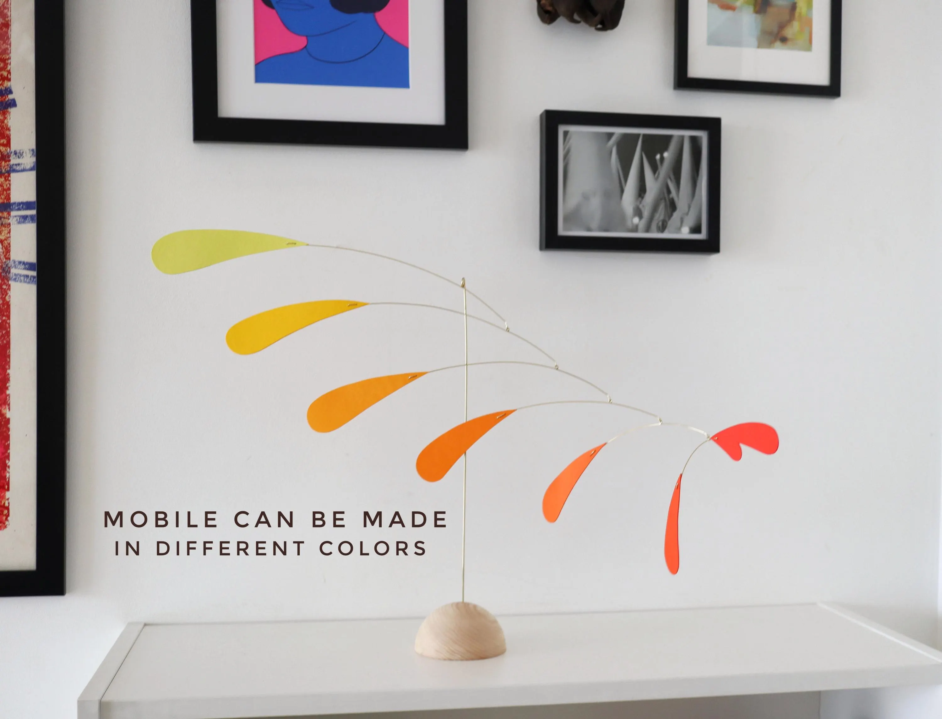 Standing kinetic mobile. Desktop & Tabletop decor. Mid-Century Modern Art sculpture. Abstract moving mobile. Console decoration