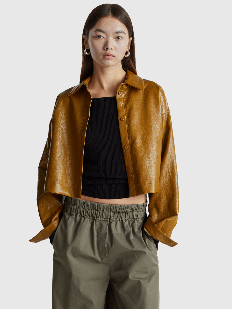 Jacket in imitation leather fabric