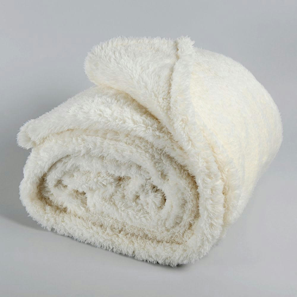 - Plaid imitation fourrure écrue 150x200