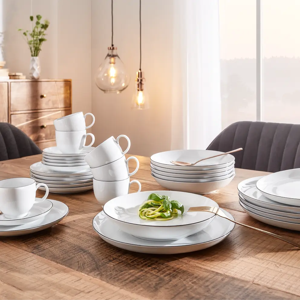 Geschirrset 30-teilig Lido Black Line