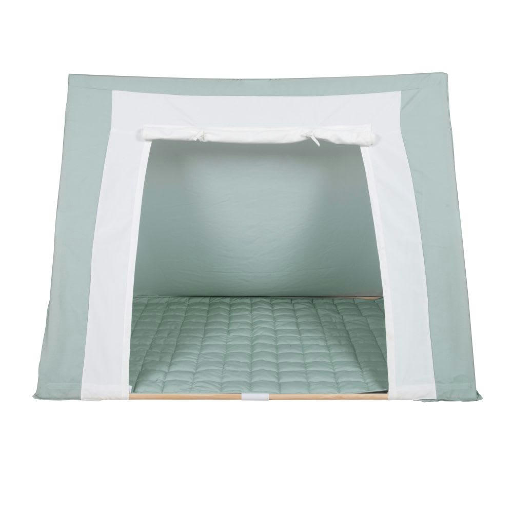 OULANKA - Tente enfant décorative en bois de peuplier et polyester recyclé vert et blanc