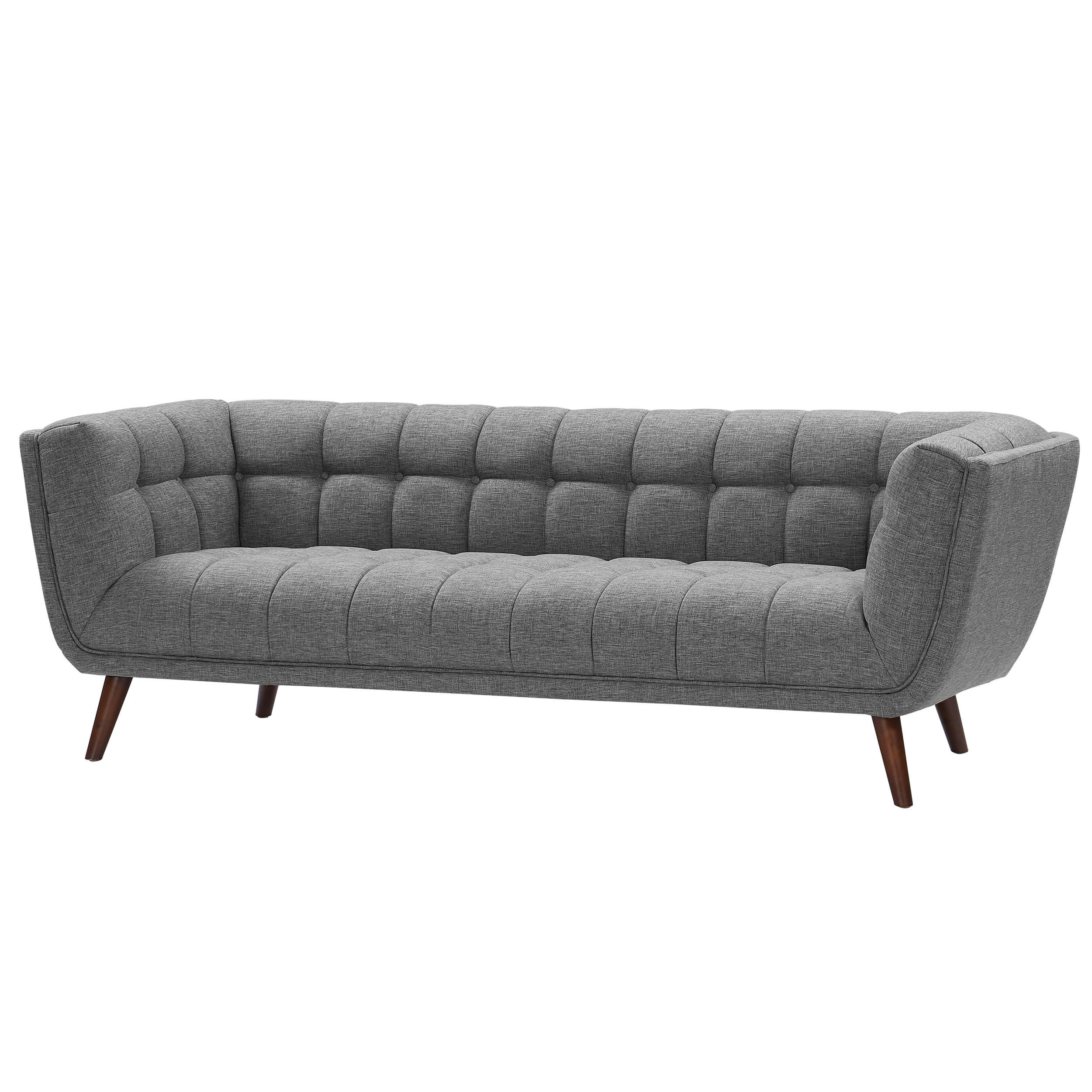 CARMEN - Canapé 3 places capitonné en tissu gris