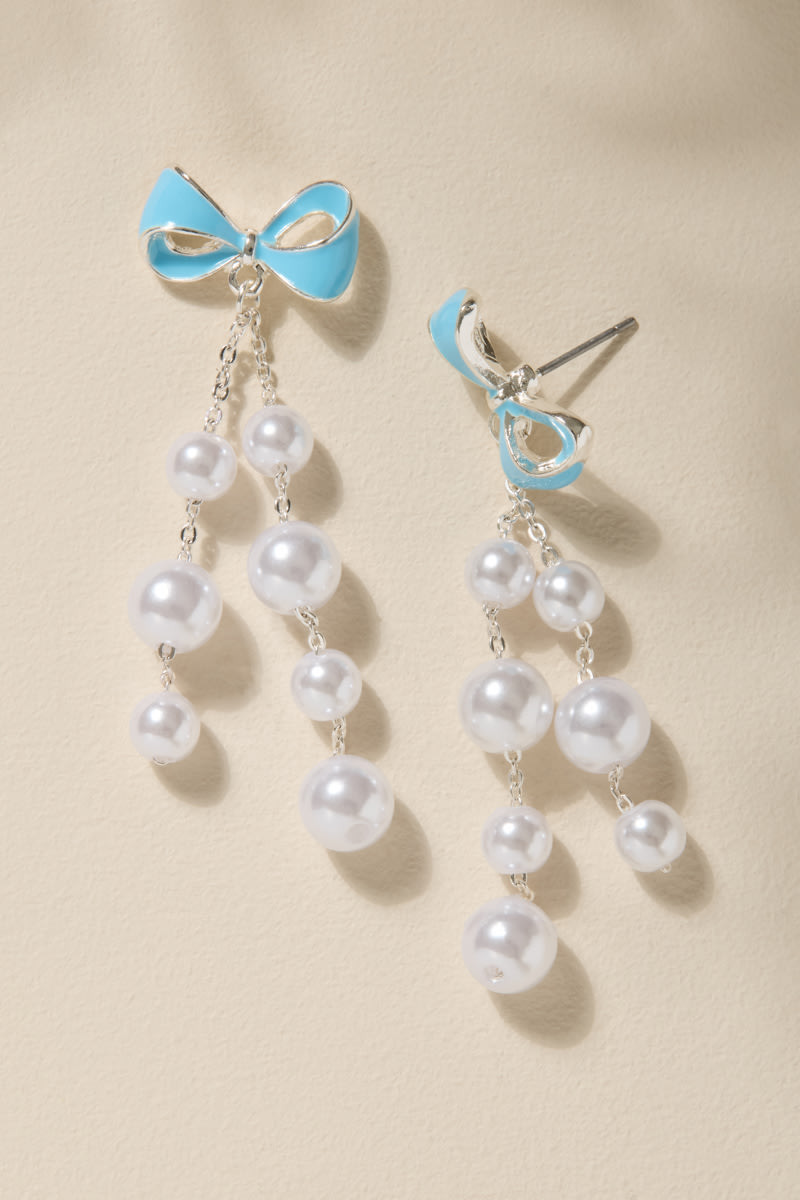 Marlene Bow And Pearl Drop Earrings