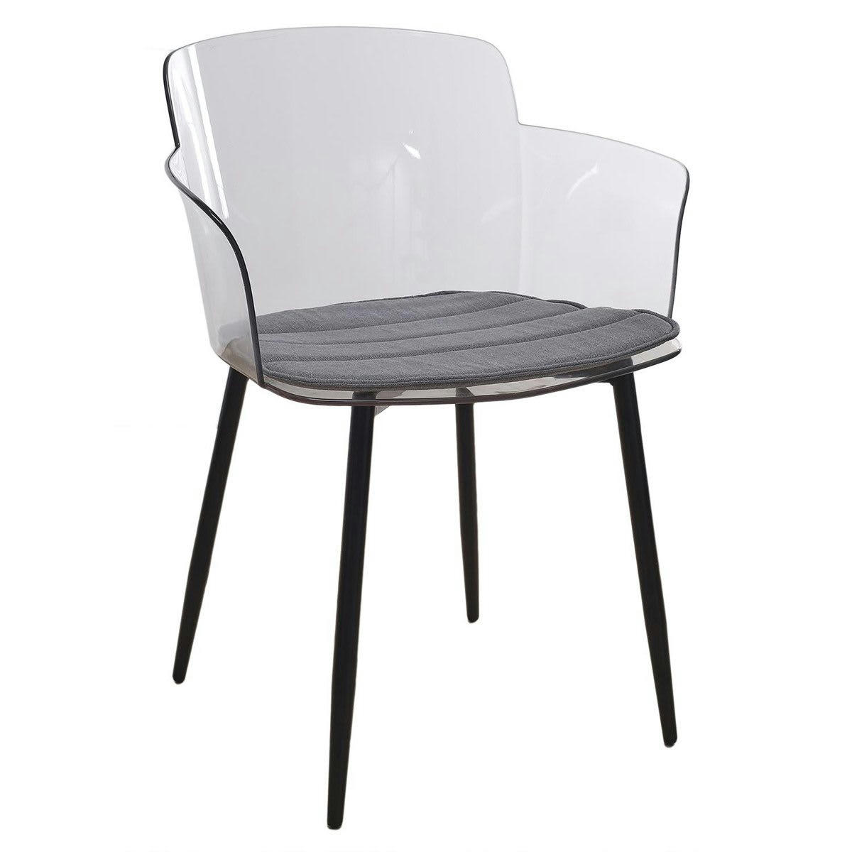 LILIA - Fauteuil transparent pieds métal noir