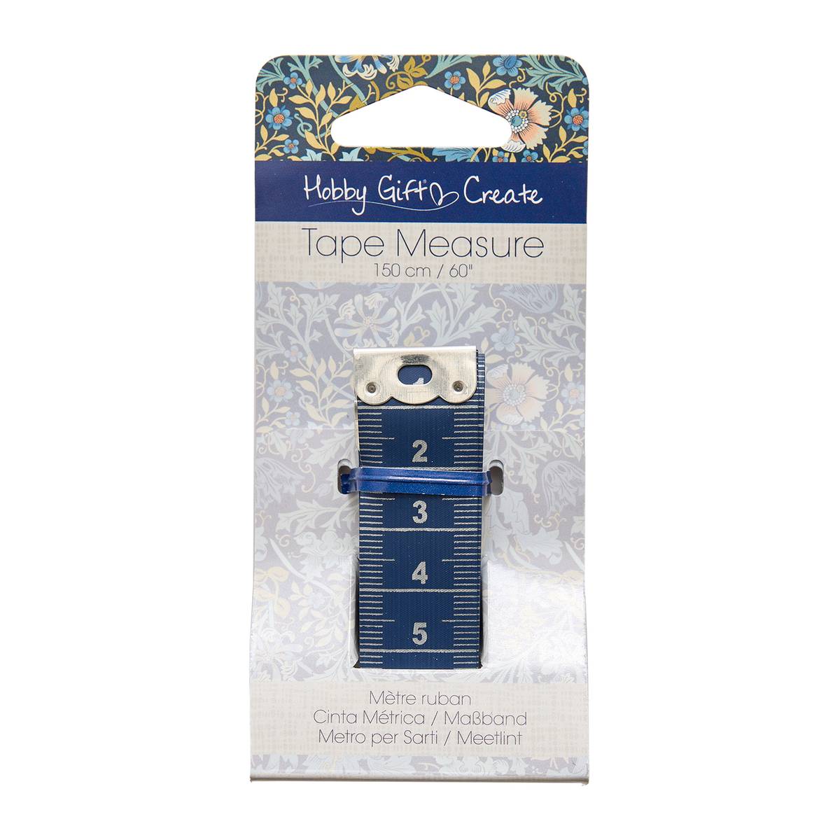 Blue Woodblock Floral Tape Measure 150cm