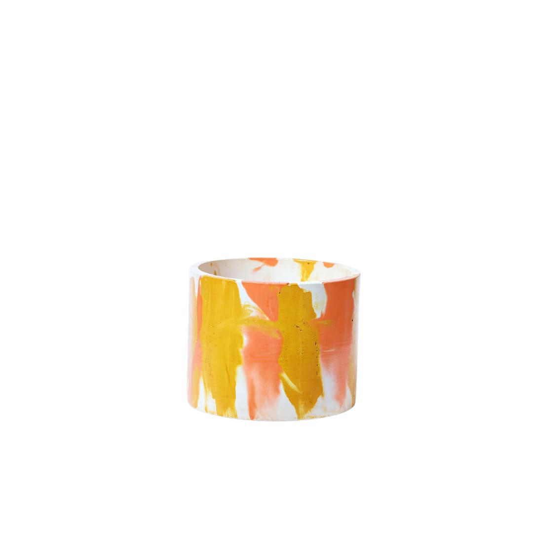 CACHE-POT XXL TIE&DYE - Cache-pot xxl tie&dye en béton orange et jaune