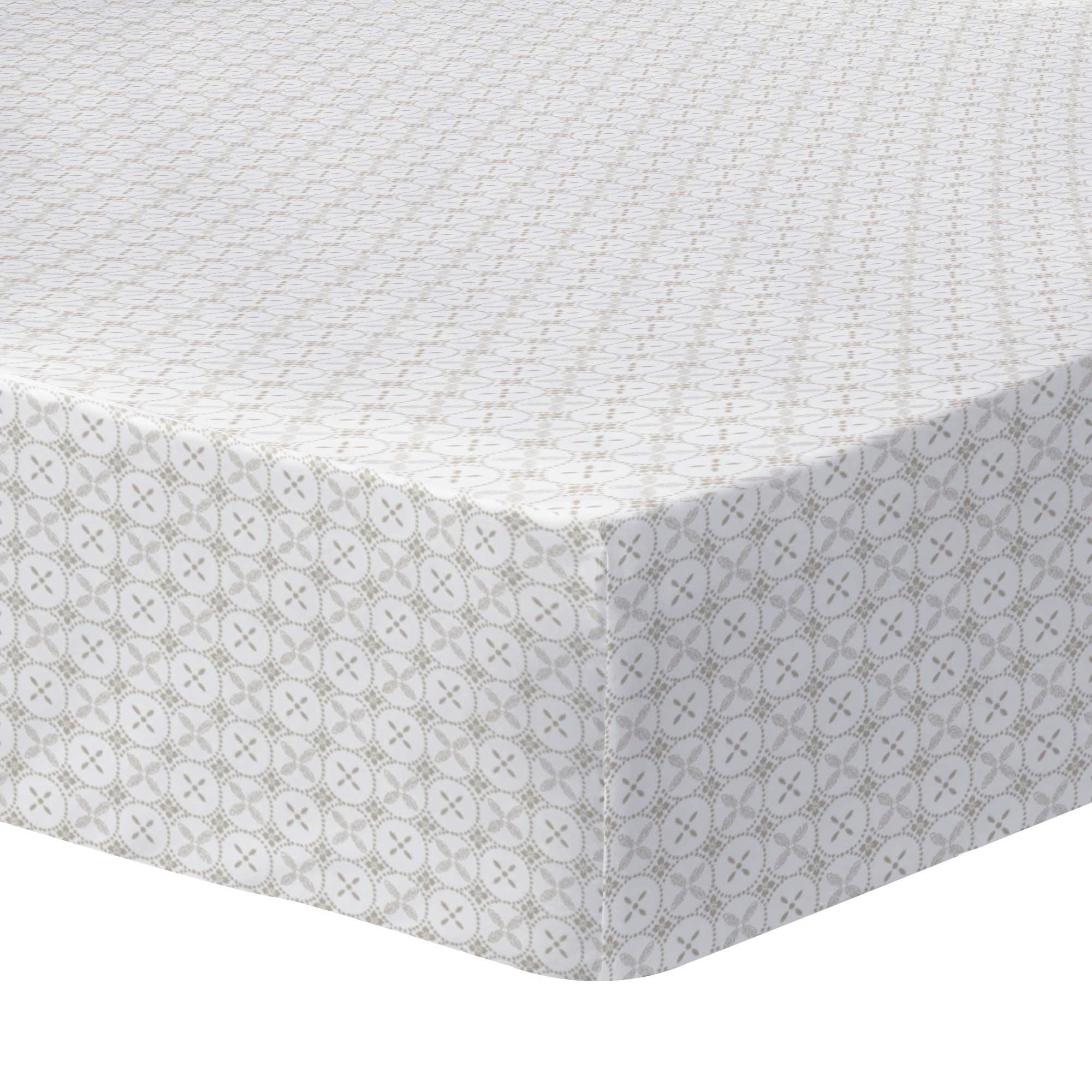 TENDANCE CÉRAMIQUE - Drap-housse imprimé en coton Argile 140x190/200cm - Bonnet 30cm