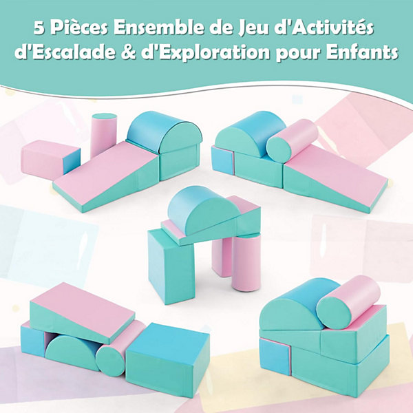 5 PCS Parcours Motricité Bébé avec Fermeture Clair, avec Remplissage en EPE, pour Enfants d'Âge Préscolaire, Grimper, Ramper