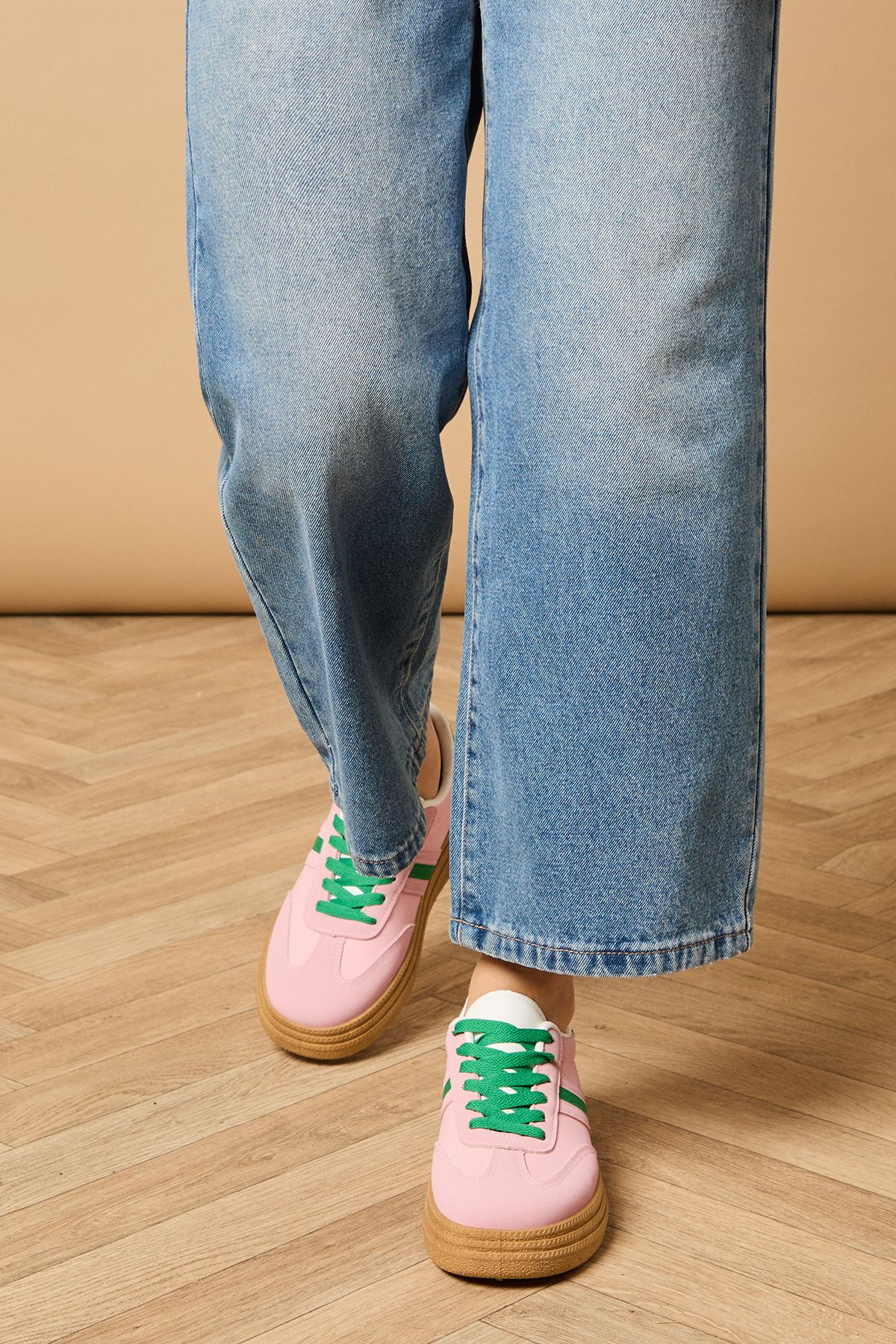 Oasis Eudora Faux Leather Two Tone Platform Trainers