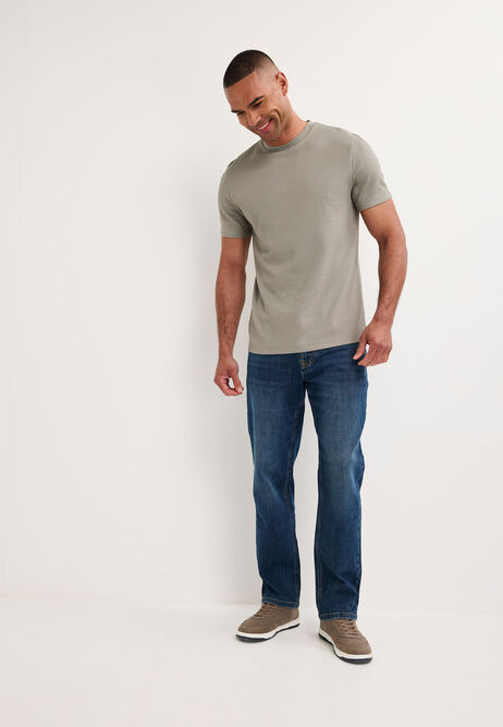 Mens Sage Compact Waffle Cotton T-Shirt