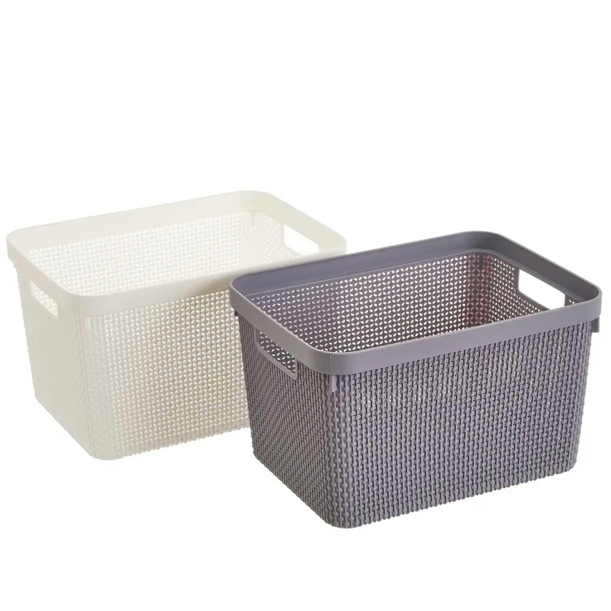 - Set 2 Paniers de rangement multiusage plastique ajouré