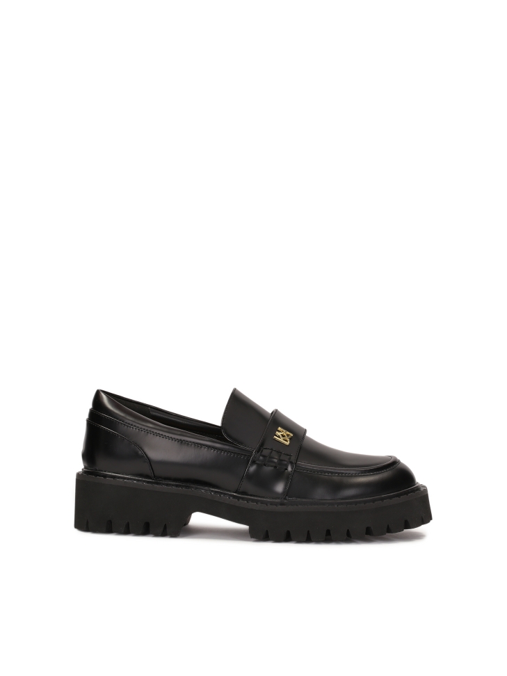 Black grain leather shoes