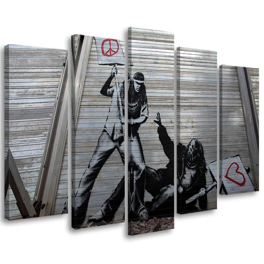 Feeby Obraz 5 częściowy na płótnie Banksy Mural Street Art