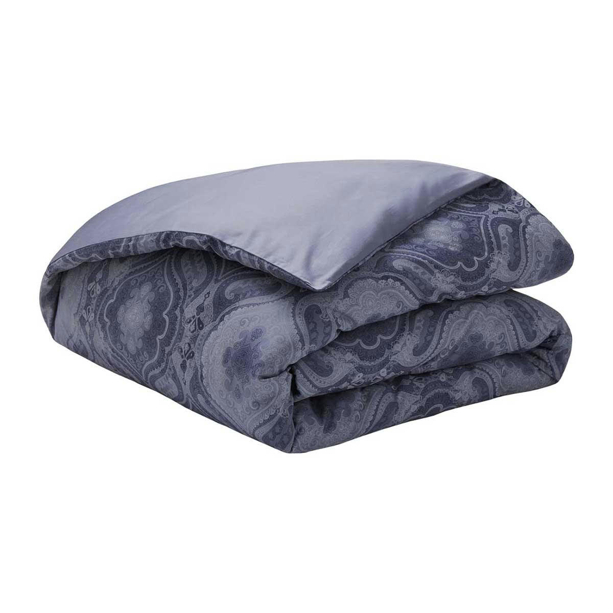 SHALIMAR - Housse de couette en satin de coton bio bleu 260x240