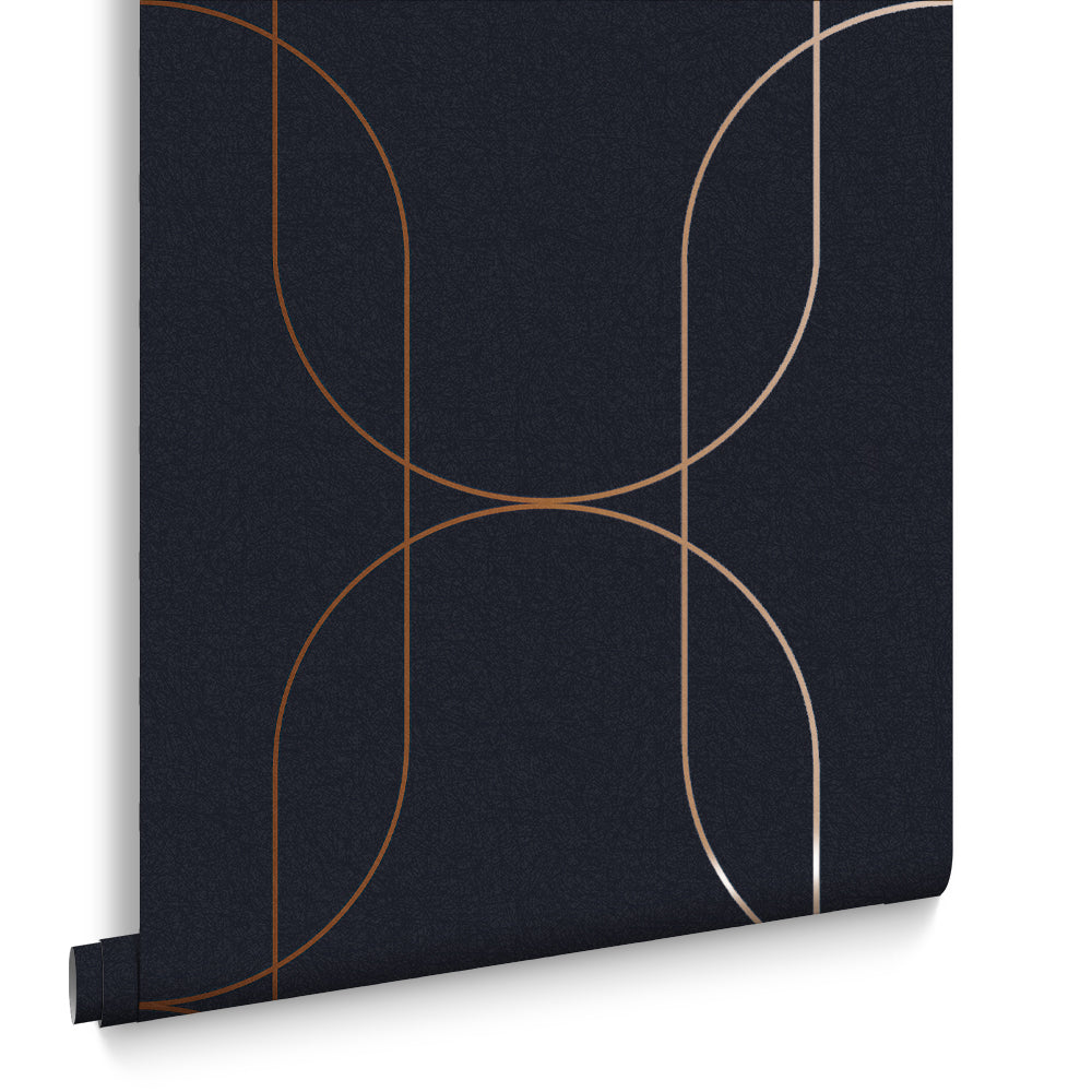 Graham & Brown Vliesbehang - Palais Navy & Copper - 10mx53cm